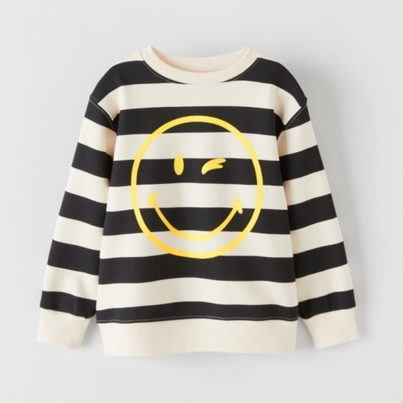 ZARA X Smiley World kids smiley stripes long sleeves top size 9 - Picture 1 of 15